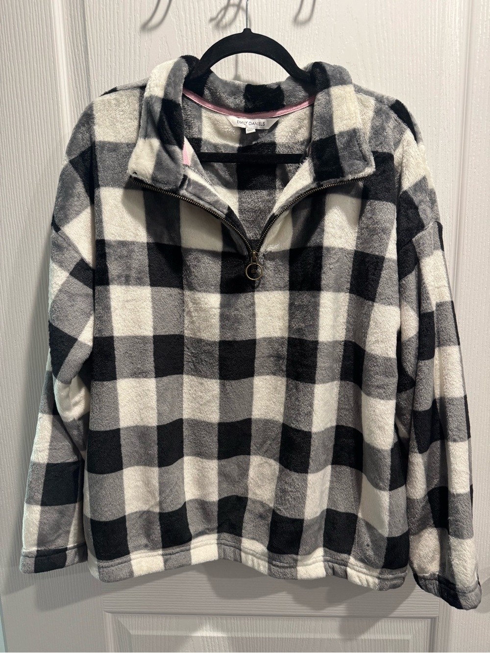 Emily Daniels Buffalo Plaid Fleece Pullover - Size XL - EUC - Quarter Zip